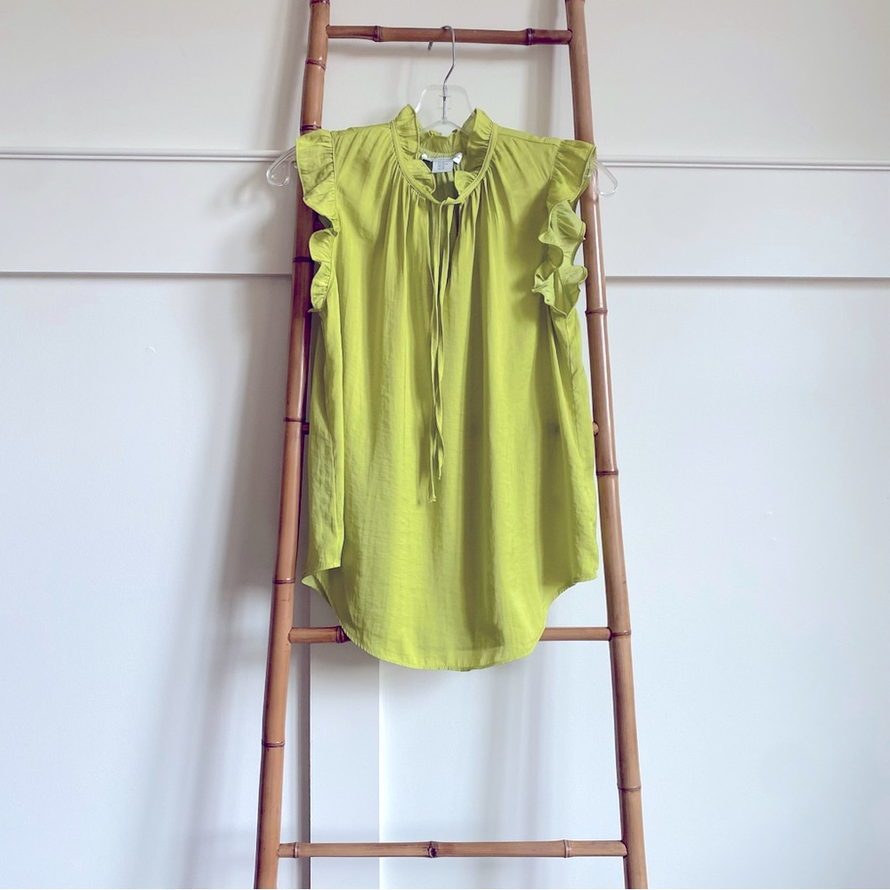 Cupcakes and Cashmere Sleeveless Ruffle Green Top